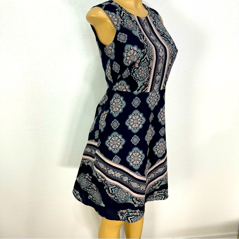 Ann Taylor loft paisley floral a line dress lined size 2 petite blue paisley